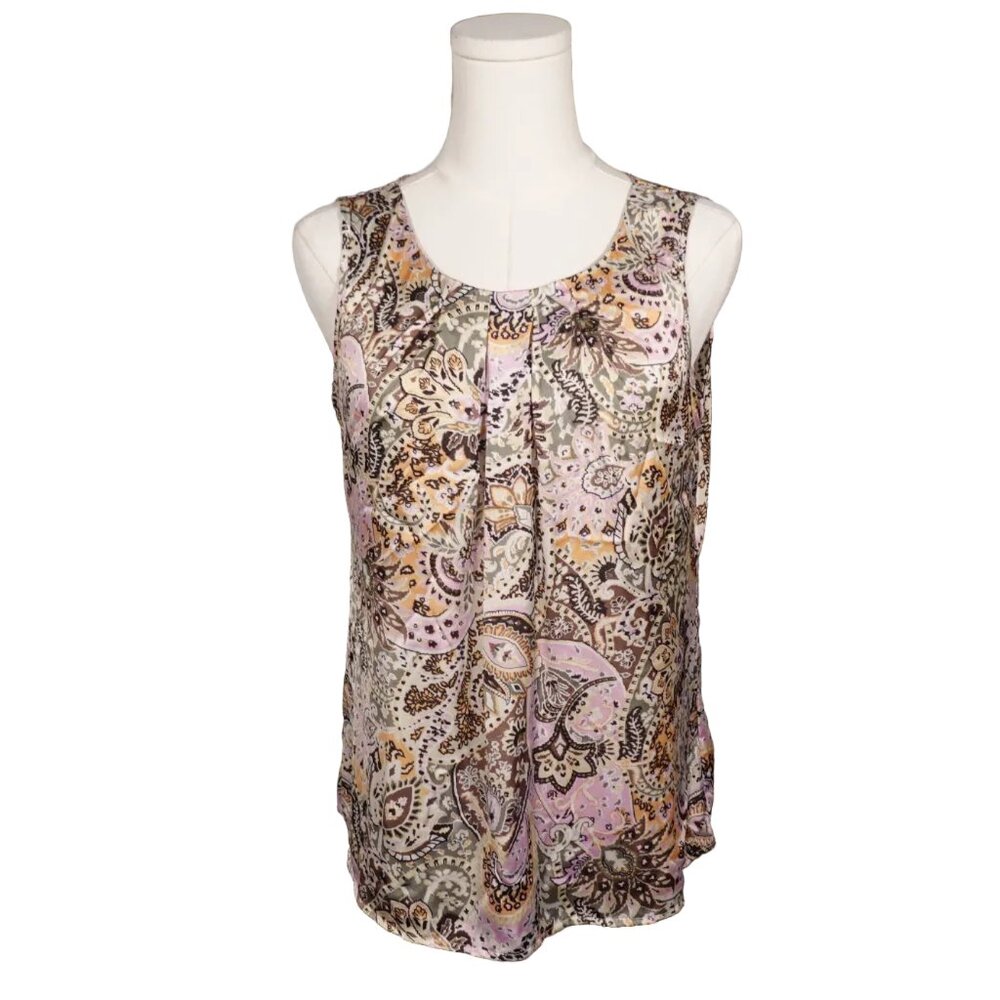 Notations Sleeveless Paisley Blouse-Small